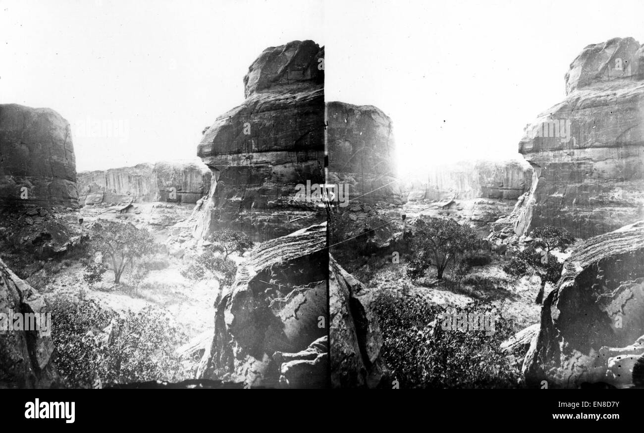 Trinalcove liegt im Labyrinth Canyon am Green River in Utah und bietet einen atemberaubenden Blick auf die zerklüftete Wüstenlandschaft. Auf diesem Foto werden die einzigartigen geologischen Formationen und die krasse Schönheit des Canyons und des Flusses hervorgehoben. Stockfoto