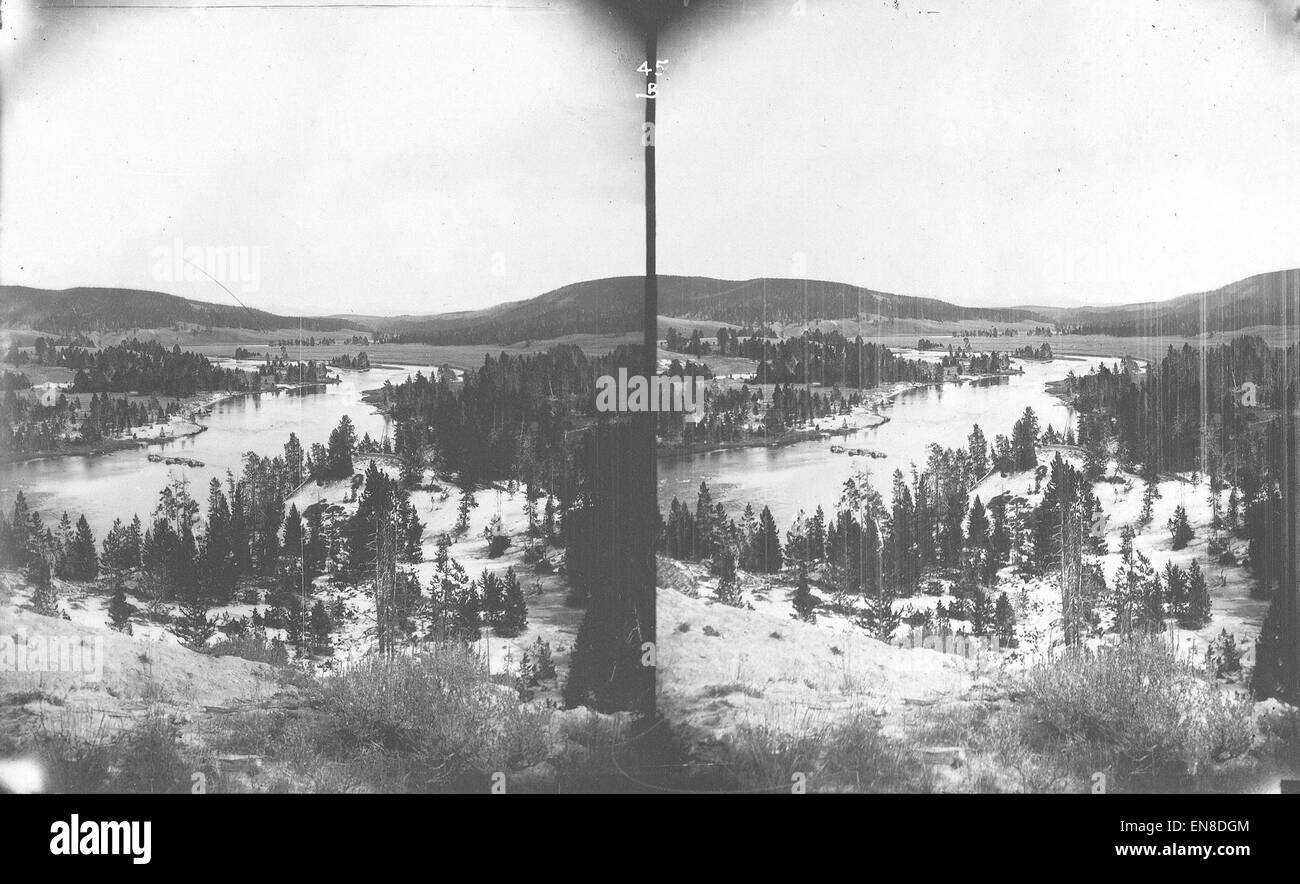 Die Karte des US Geological and Geographic Survey des Yellowstone-Nationalparks, insbesondere des Hayden Valley, erfasst die einzigartigen geothermischen Merkmale und Lebensräume der Tierwelt, die dieses berühmte Naturdenkmal in Wyoming ausmachen. Stockfoto