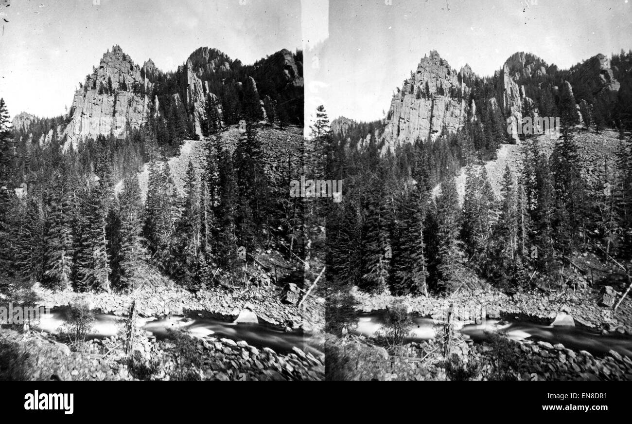 Canyon West Gallatin, Montana Territory Palisaden von der Stockfoto