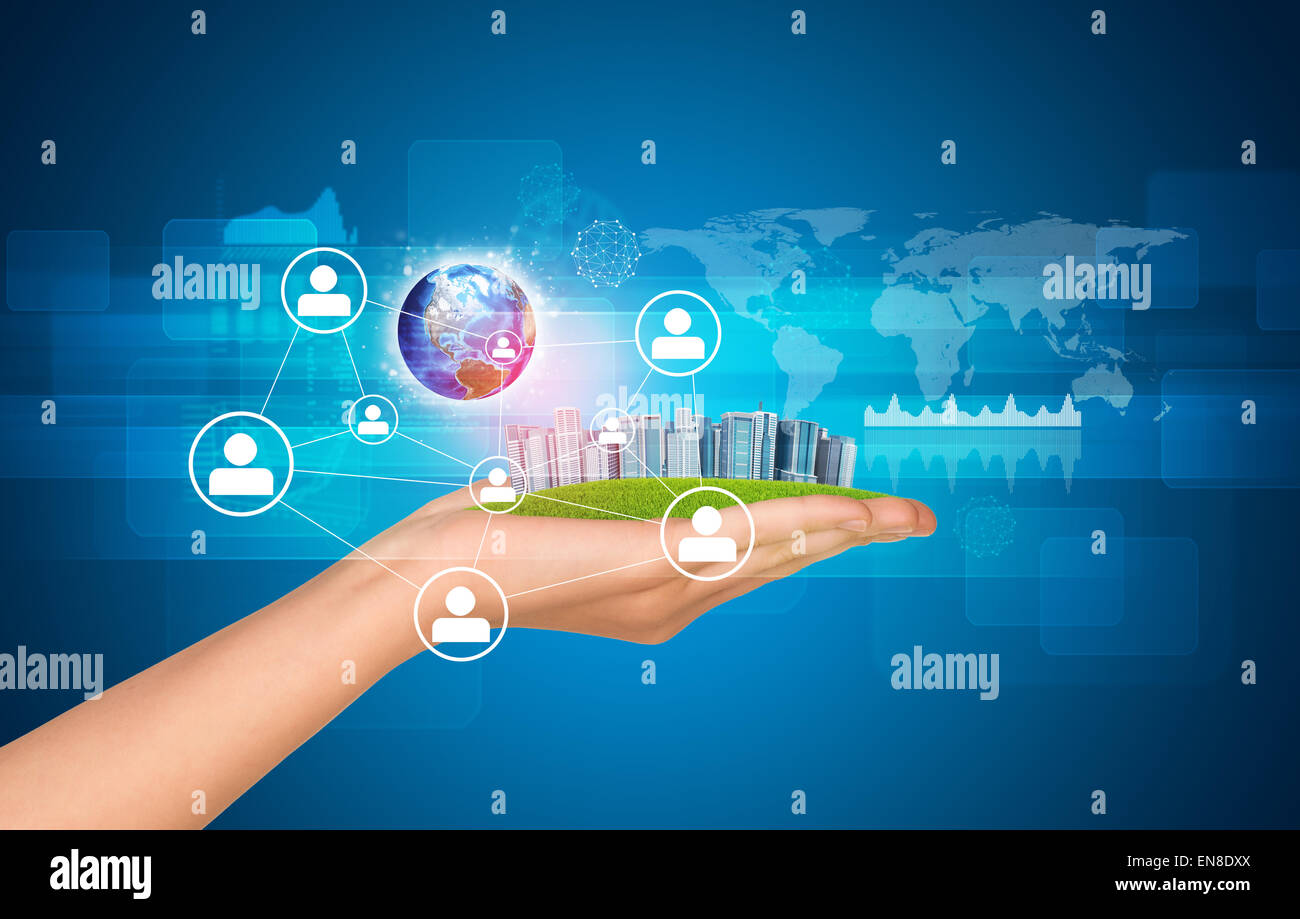 Stadtbild in der hand Stockfoto