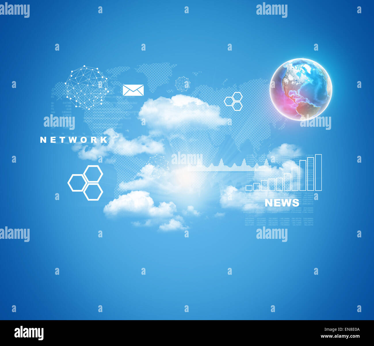 Bunte Erde auf abstrakte blauem Hintergrund Stockfoto