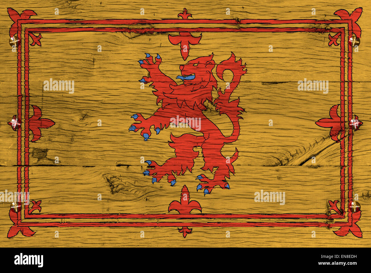 Royal Standard von Schottland Flagge. Auch bekannt als Löwe zügellos von Schottland oder königlichen Banner des königlichen Arme von Schottland. Historis Stockfoto