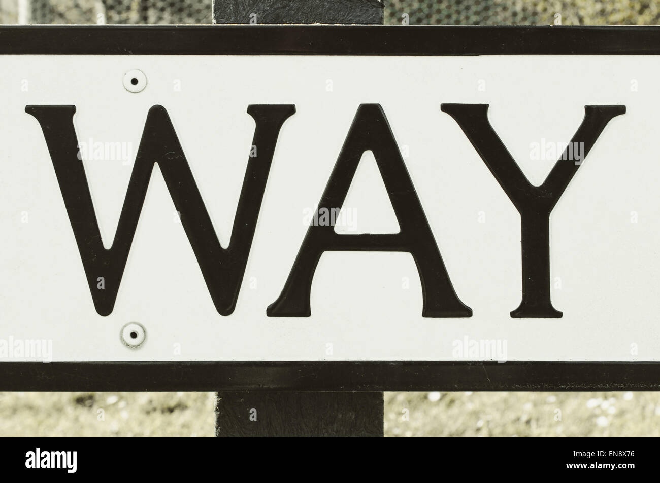 Straßenschild sagen so und so und einen anderen Weg Stockfoto