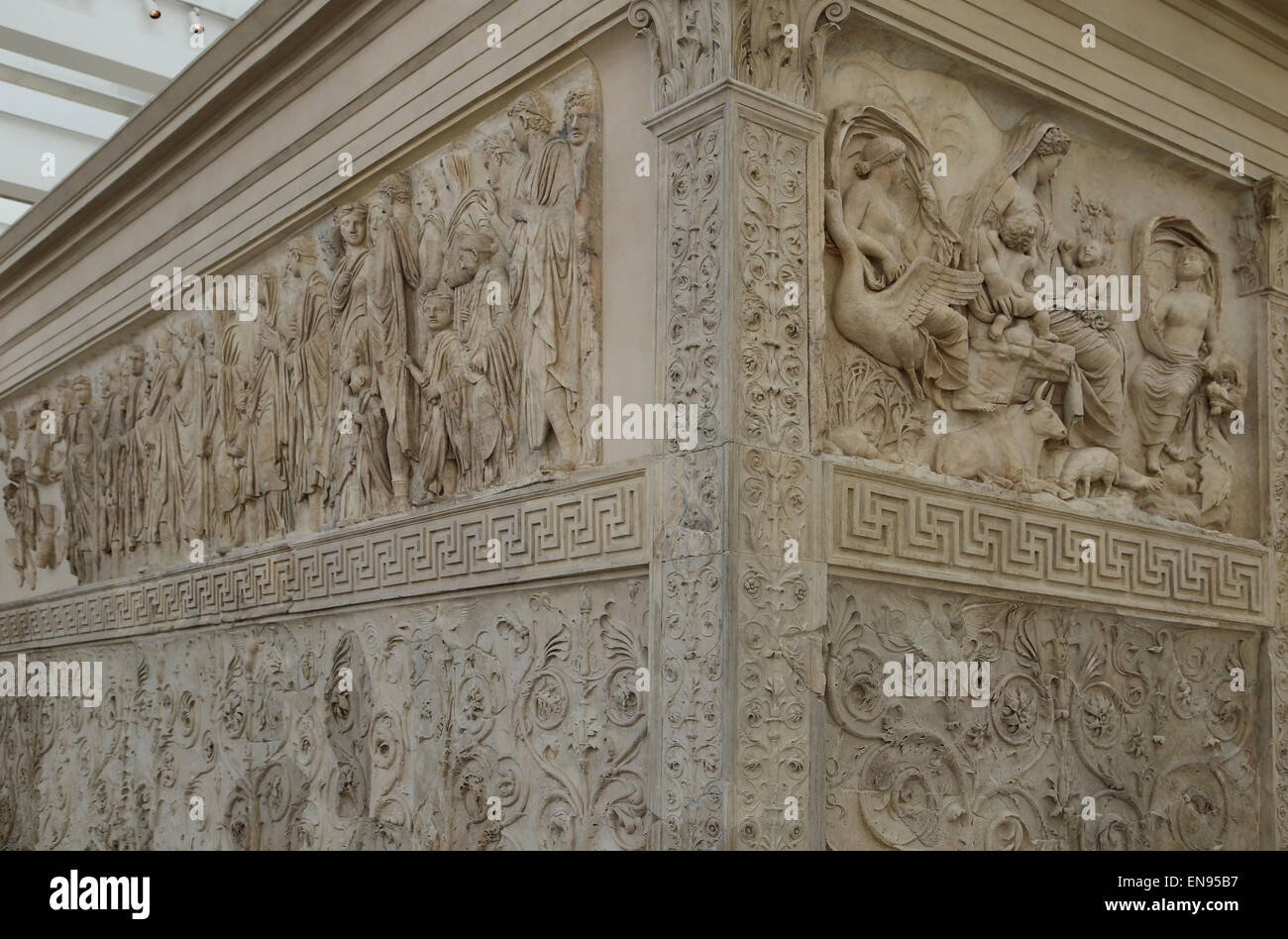 Italien. Rom. Ara Pacis Augustae. Altar der Pax. 13-9BC. Fassade. Ostfassade. Stockfoto