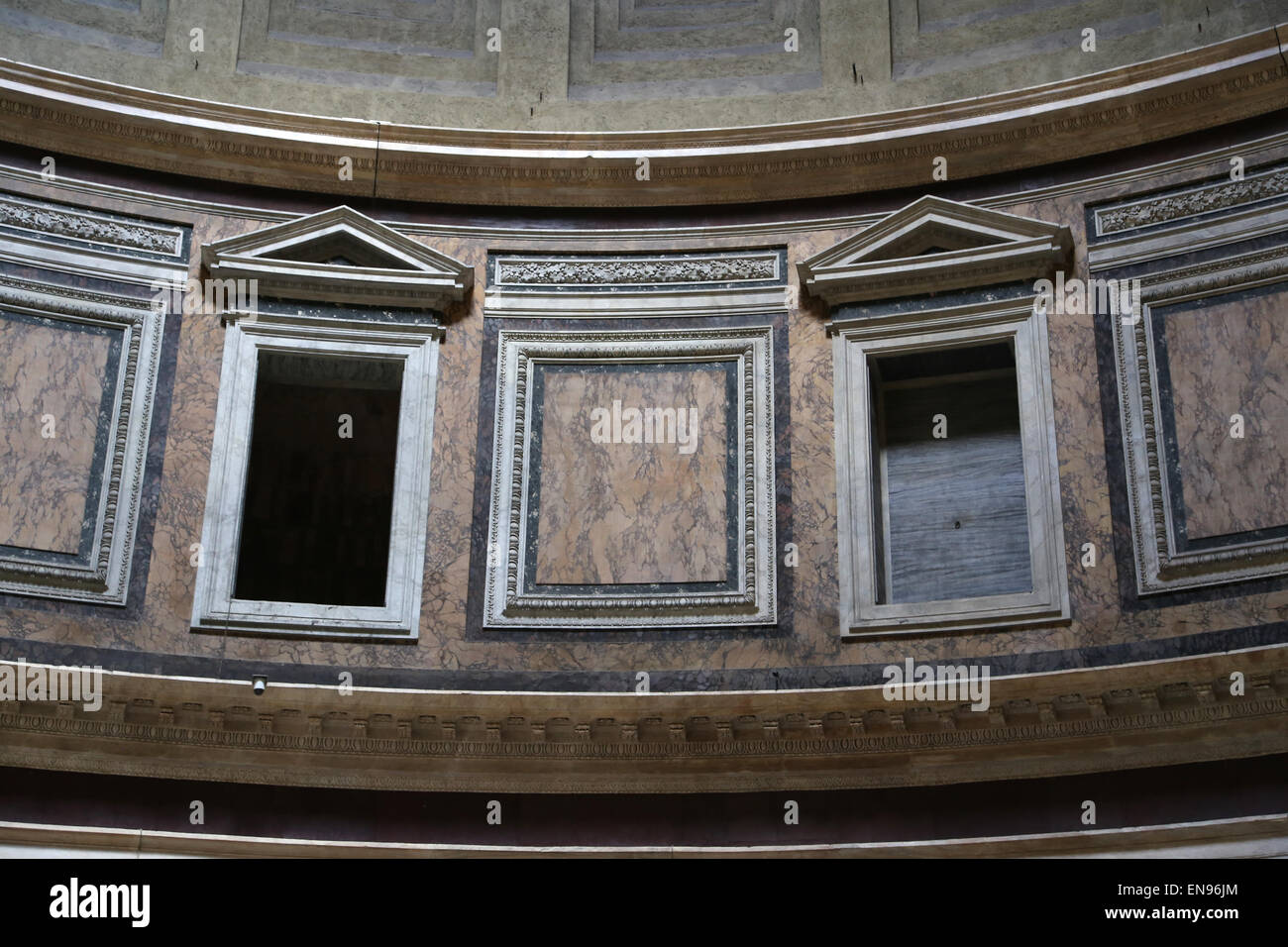 Italien. Rom. Pantheon. Römischer Tempel. Detail. Innenraum. Stockfoto