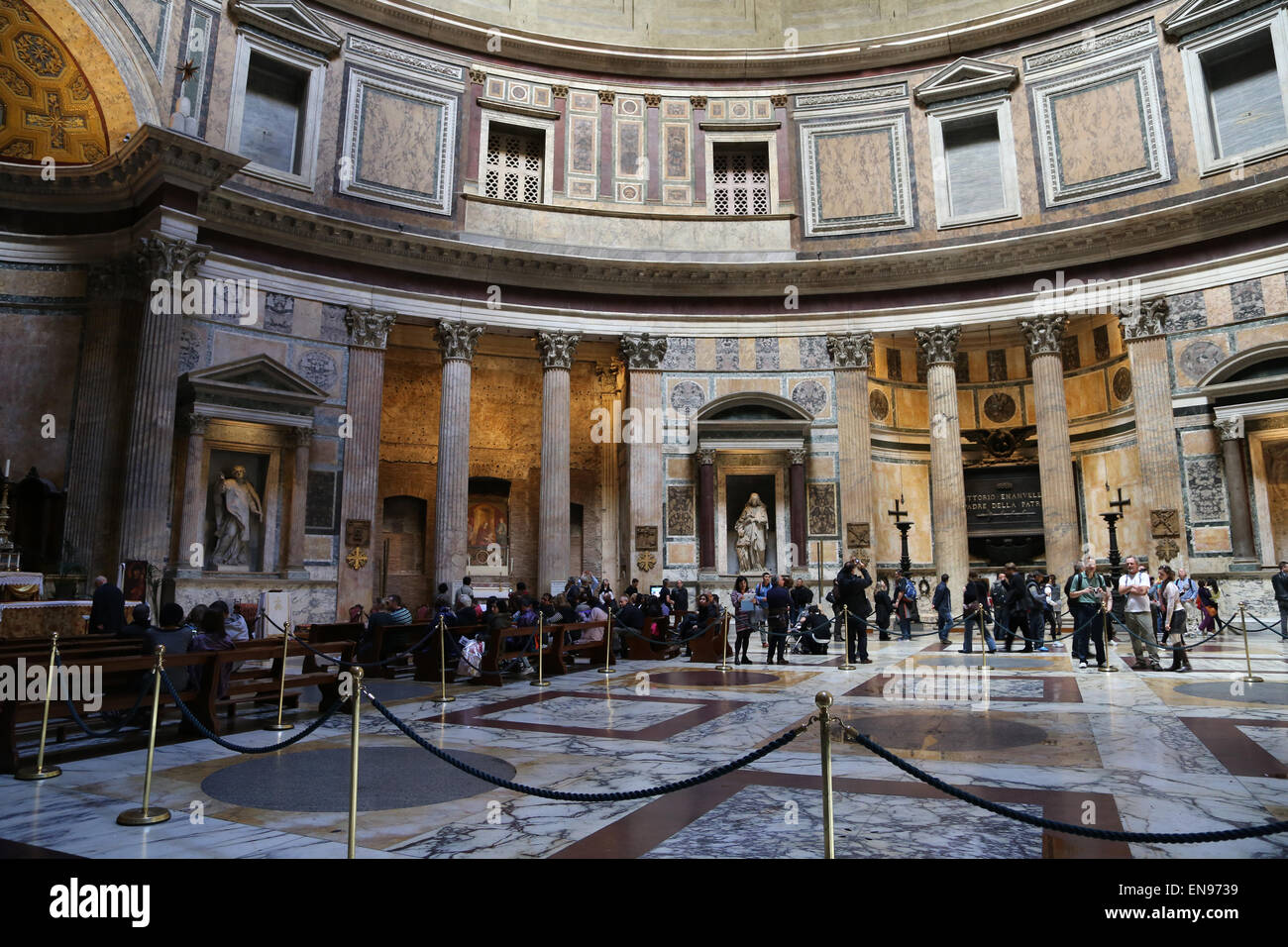 Italien. Rom. Pantheon. Römischer Tempel. Im Inneren. Stockfoto