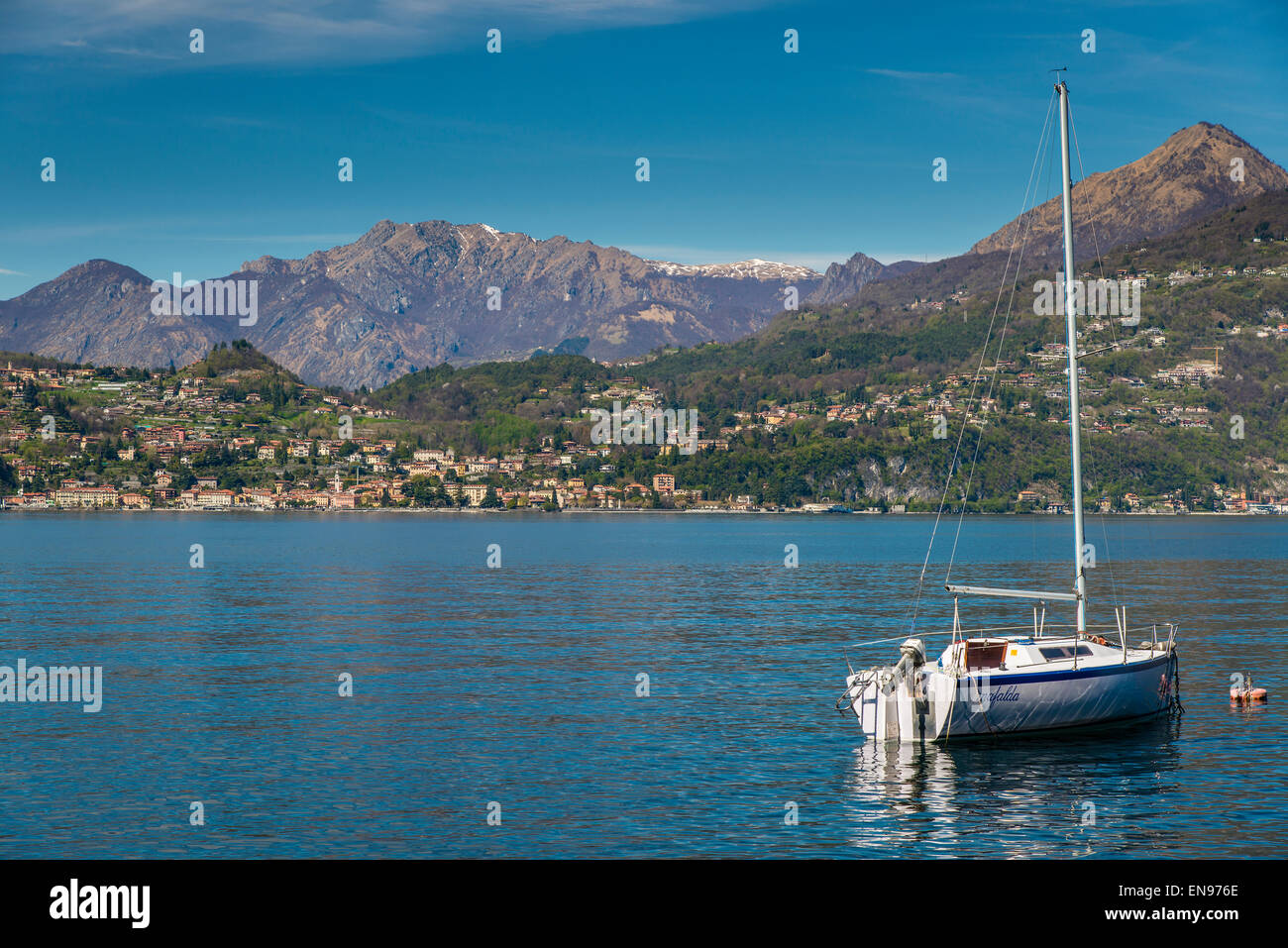 Malerische Landschaftsblick auf den Comer See, Lombardei, Italien Stockfoto