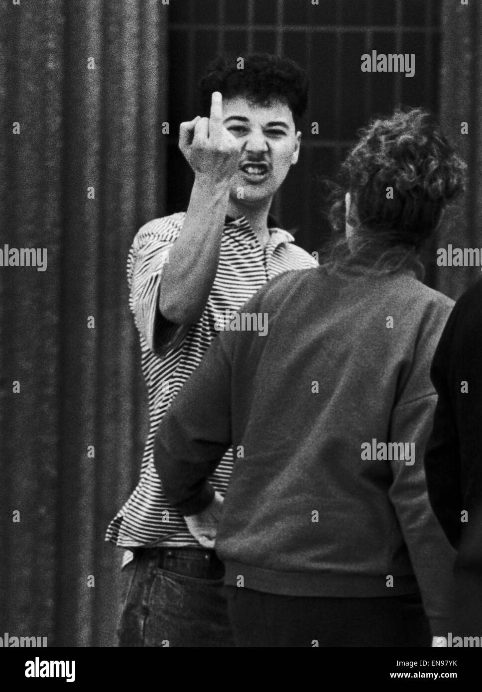 Anthony Worthington gesehen hier außerhalb Liverpool Crown Court kurz vor Beginn des Prozesses gegen "The Guvnors" eine Gruppe von vermeintlichen Fußball-Hooligans. Die Gruppe wurden während der Operation Omega von undercover-Polizisten infiltriert. 22. April 1989 Stockfoto