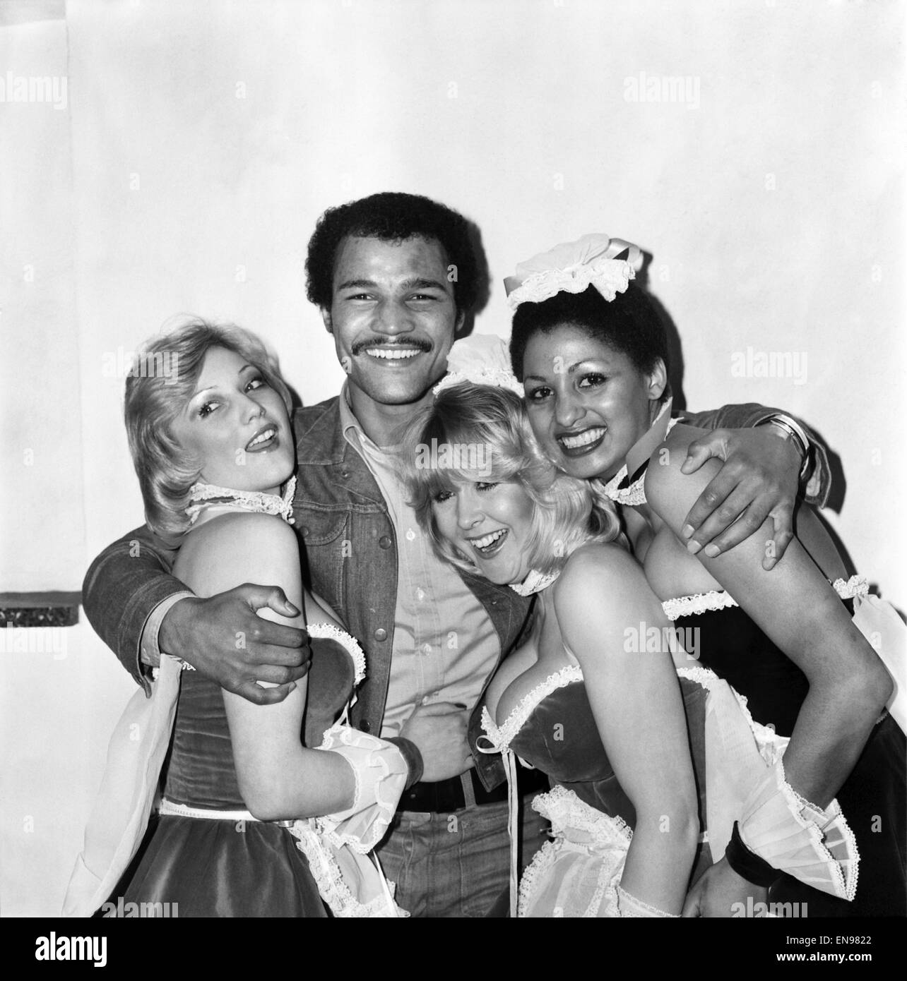Boxer John Conteh hier im Londoner Penthouse Club gesehen. 11. März 1975 Stockfoto