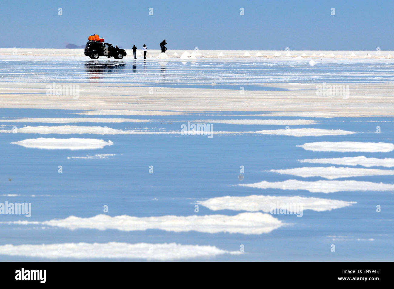 Salar de Uyuni (oder Salar de Tunupa) Abteilungen von Potosí und Oruro, Bolivien Stockfoto