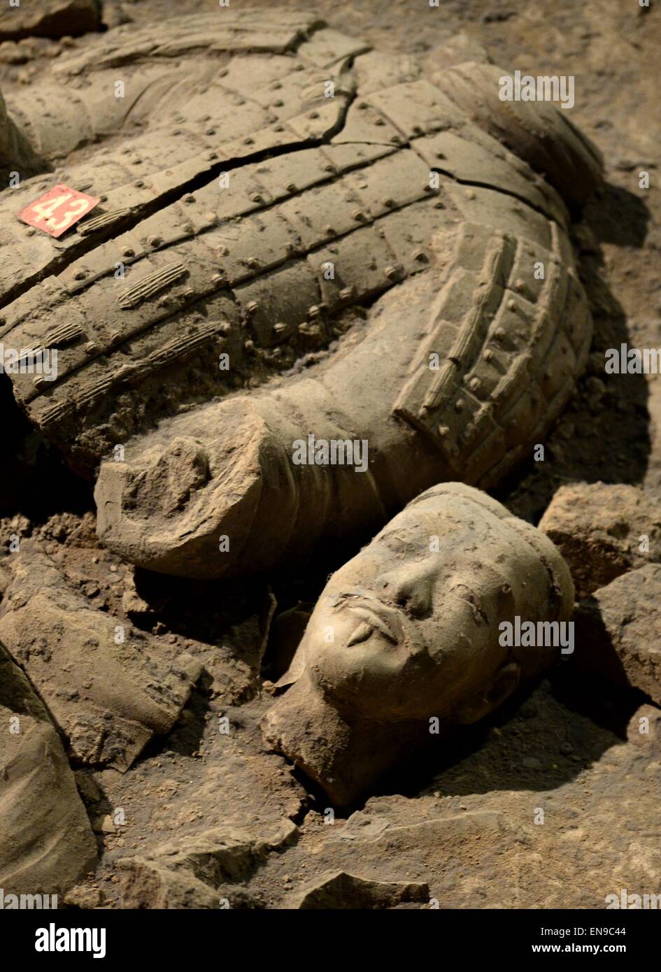 XI. 30. April 2015. Foto aufgenommen am 30. April 2015 zeigt die Grube Nr. 2 der Kaiser Qinshihuang Mausoleum in Xi ' an, Hauptstadt der Nordwesten der chinesischen Provinz Shaanxi. China hat eine zweite Ausgrabungsprojekt am Donnerstag auf einer Beerdigung Grube in Xi ' an, wo eine Armee von Terracotta-Kriegern das Mausoleum von Chinas erster Kaiser Qinshihuang, Gründer der Qin-Dynastie (221-206 v. Chr. bewacht). © Li Yibo/Xinhua/Alamy Live-Nachrichten Stockfoto