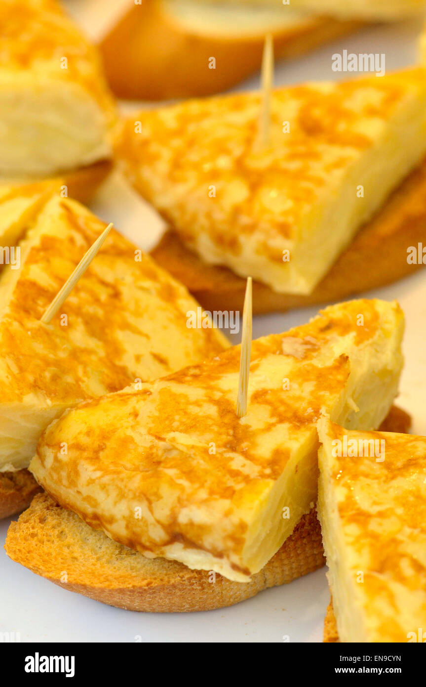 Pintxos spanisches Omelett Stockfoto