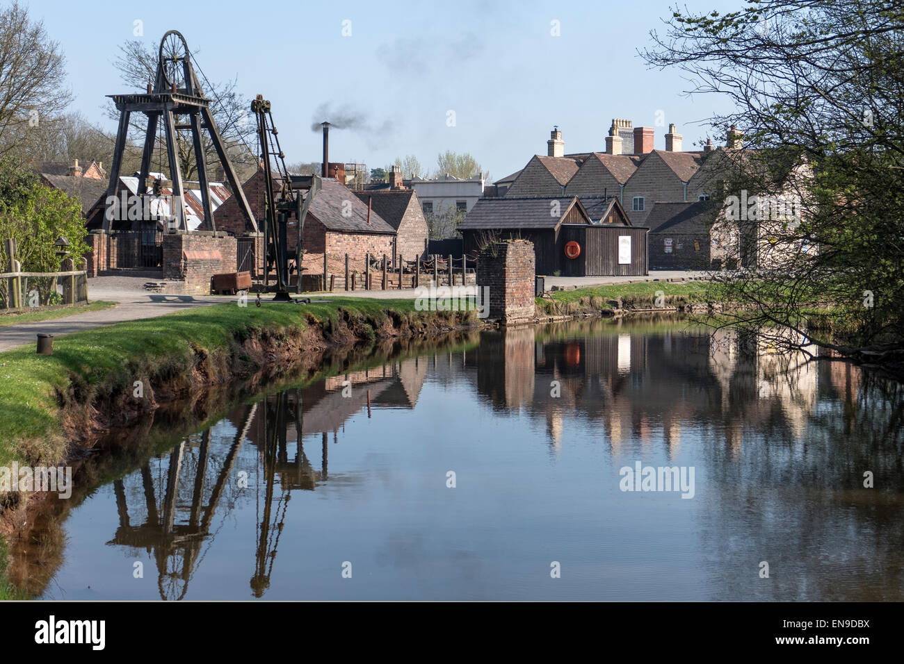 England, Shropshire, Blists Hill viktorianischen Stadt, Canal & Stadt Stockfoto