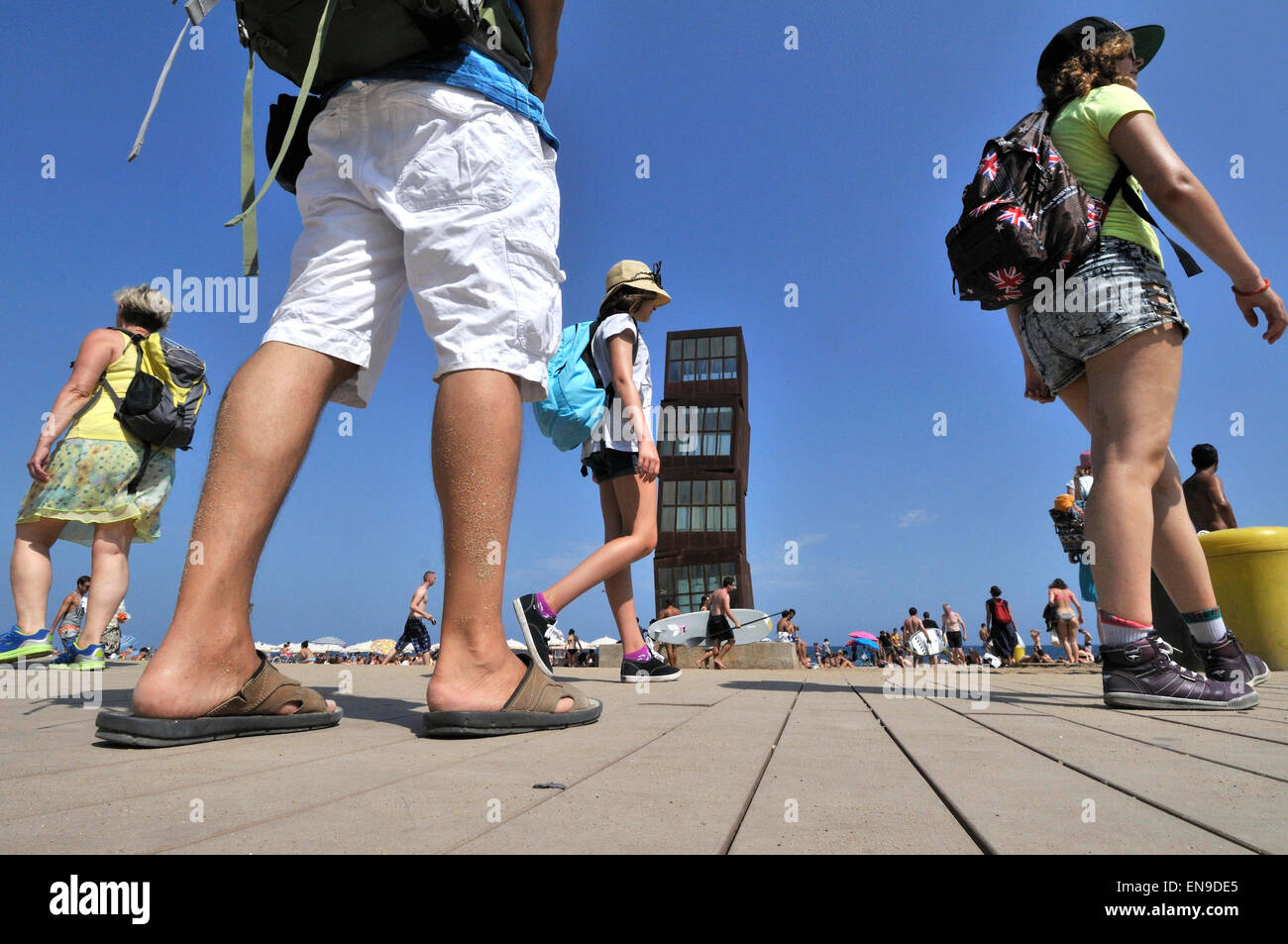 Skulptur 'L´estel Ferit' (der Verwundeten Stern), Barcelona, Katalonien, Spanien. Stockfoto