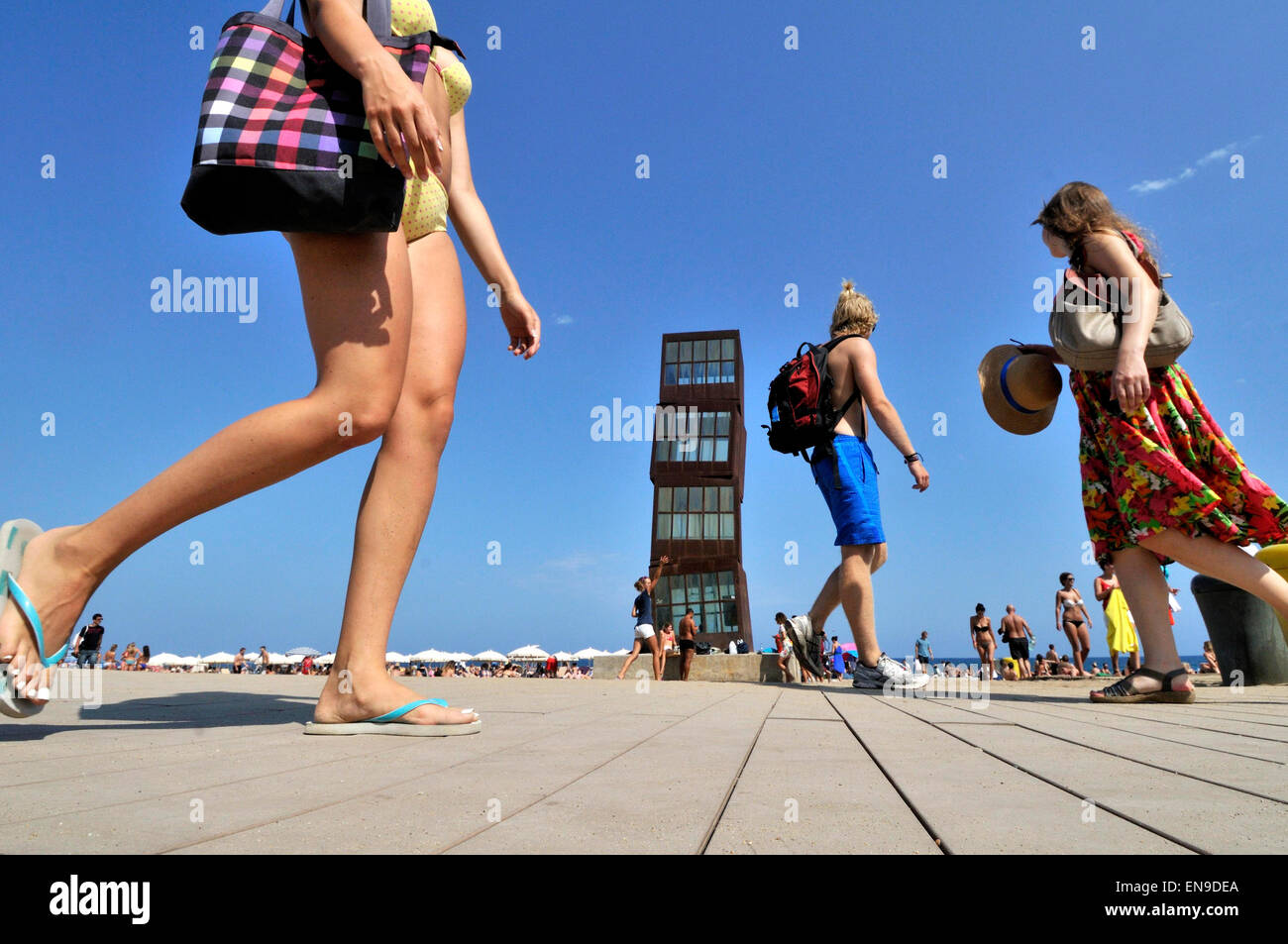 Skulptur 'L´estel Ferit' (der Verwundeten Stern), Barcelona, Katalonien, Spanien. Stockfoto