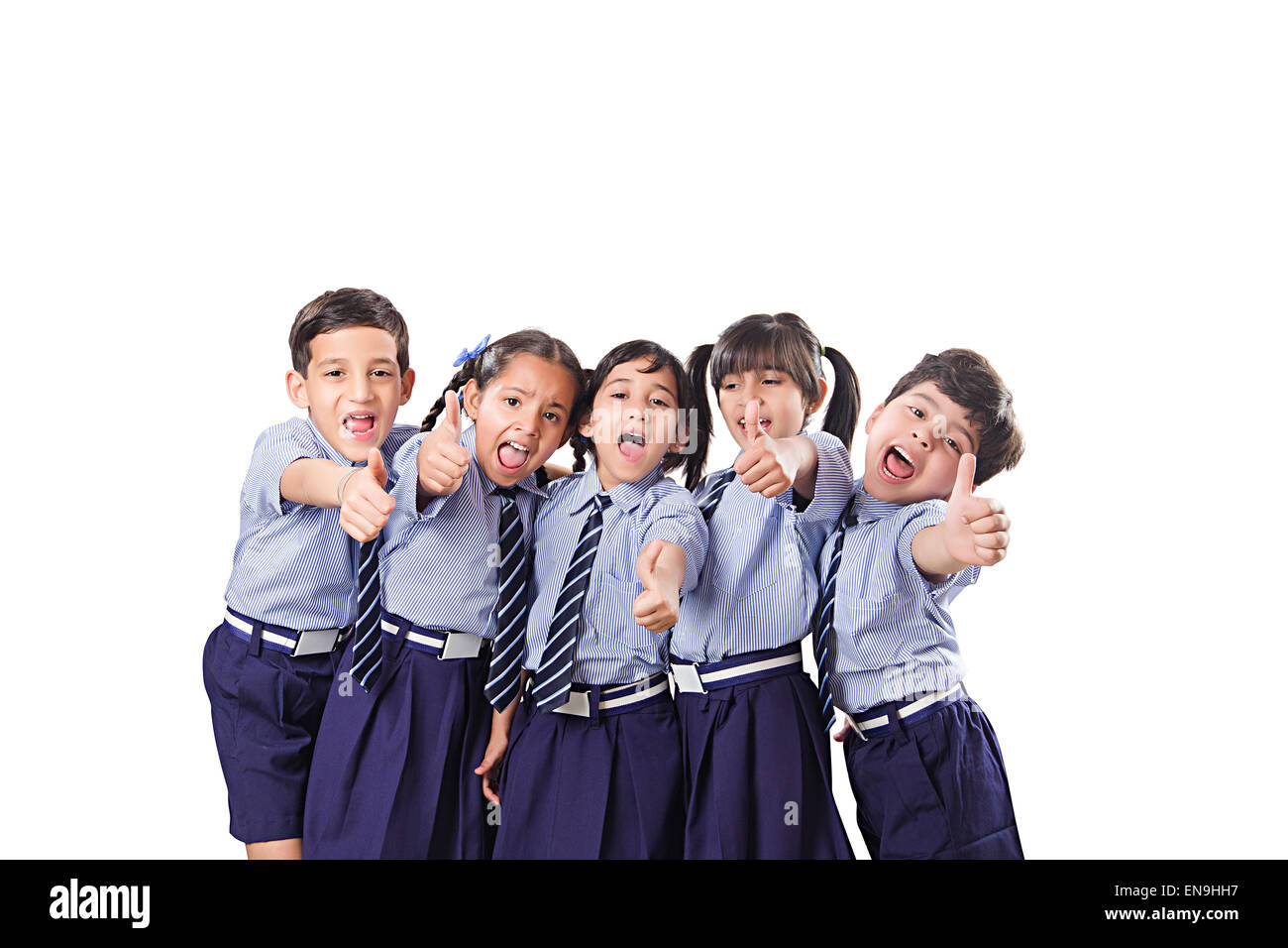 indische Kinder Gruppe Freunde Schüler Spaß Stockfoto