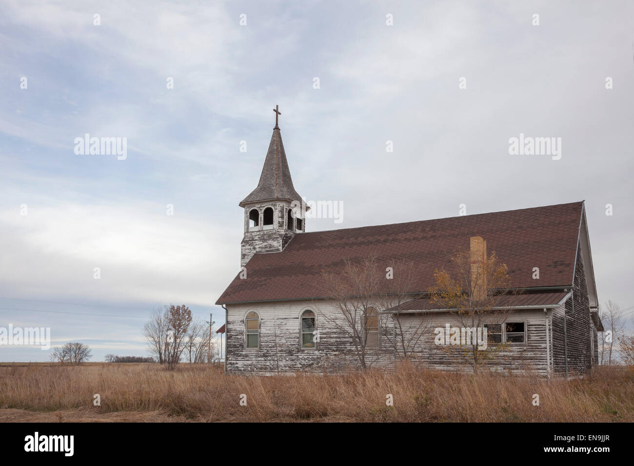 Alte Kirche in Prärie, Balfour, North Dakota. Stockfoto