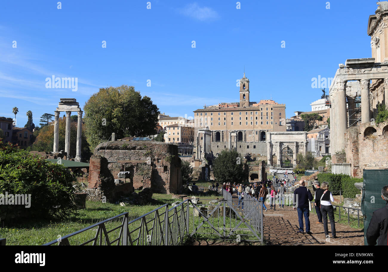 Italien. Rom. Das Forum Romanum. Ansicht. Stockfoto