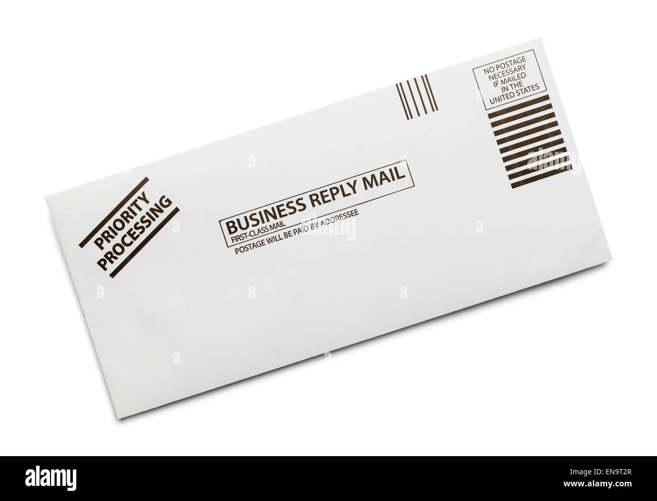 Business Mail Antwortcouvert Isolated on White Background. Stockfoto