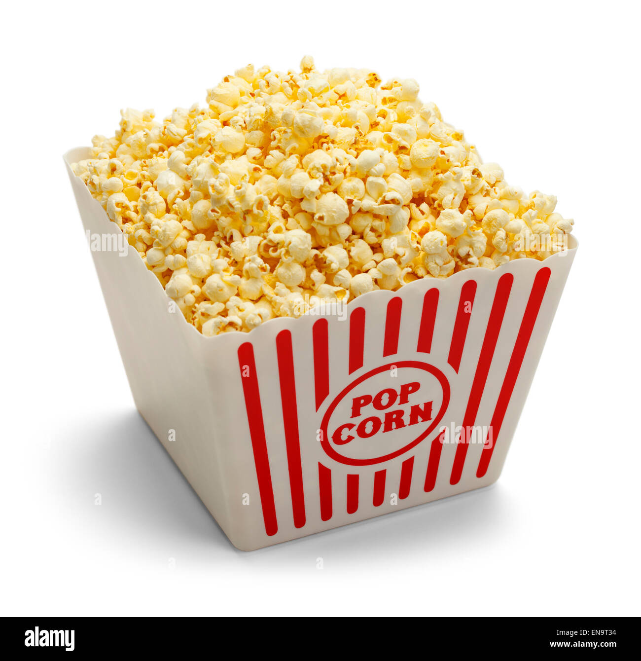 Große Badewanne Butter Popcorn, Isolated on White Background. Stockfoto