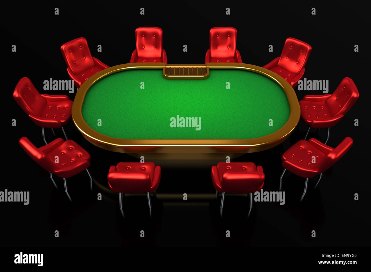 Poker-Tisch mit Stühlen Top Seitenansicht isoliert auf schwarz  Stockfotografie - Alamy