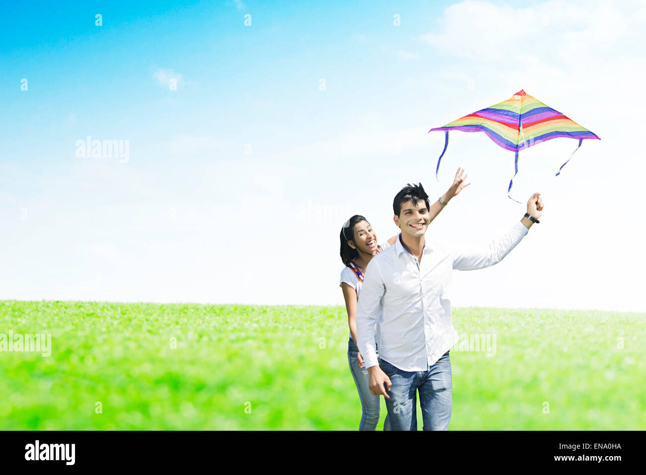 2 indische verheiratete Paare park Spaß Stockfoto