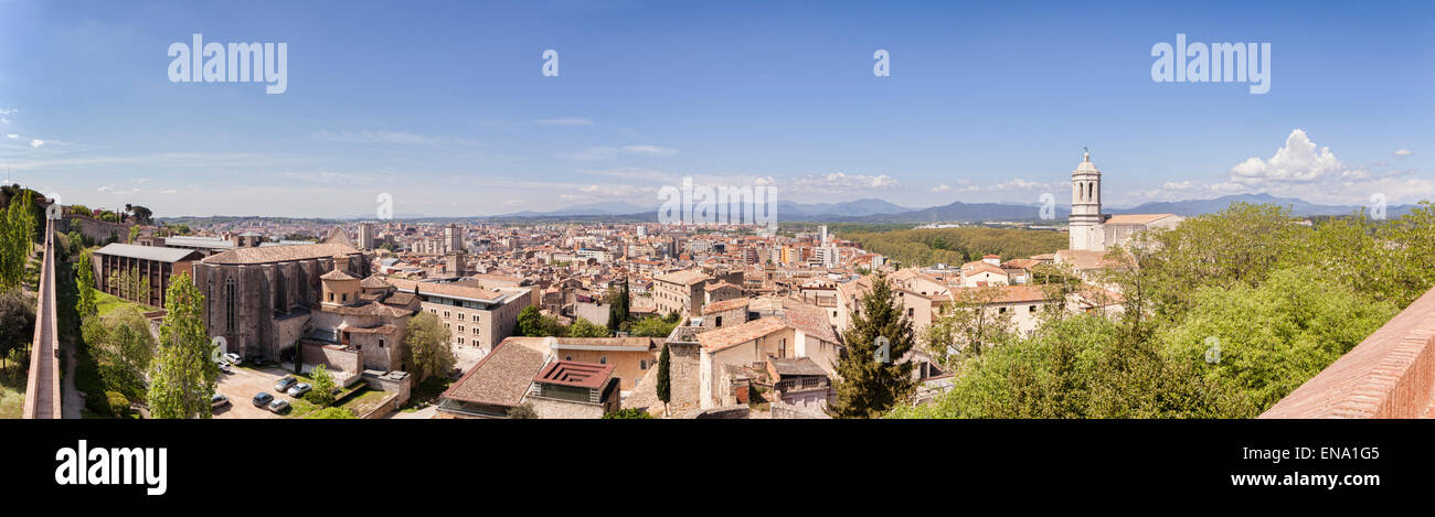 Blick von der alten und neuen Vierteln der Stadt Girona, Katalonien, Spanien. Stockfoto