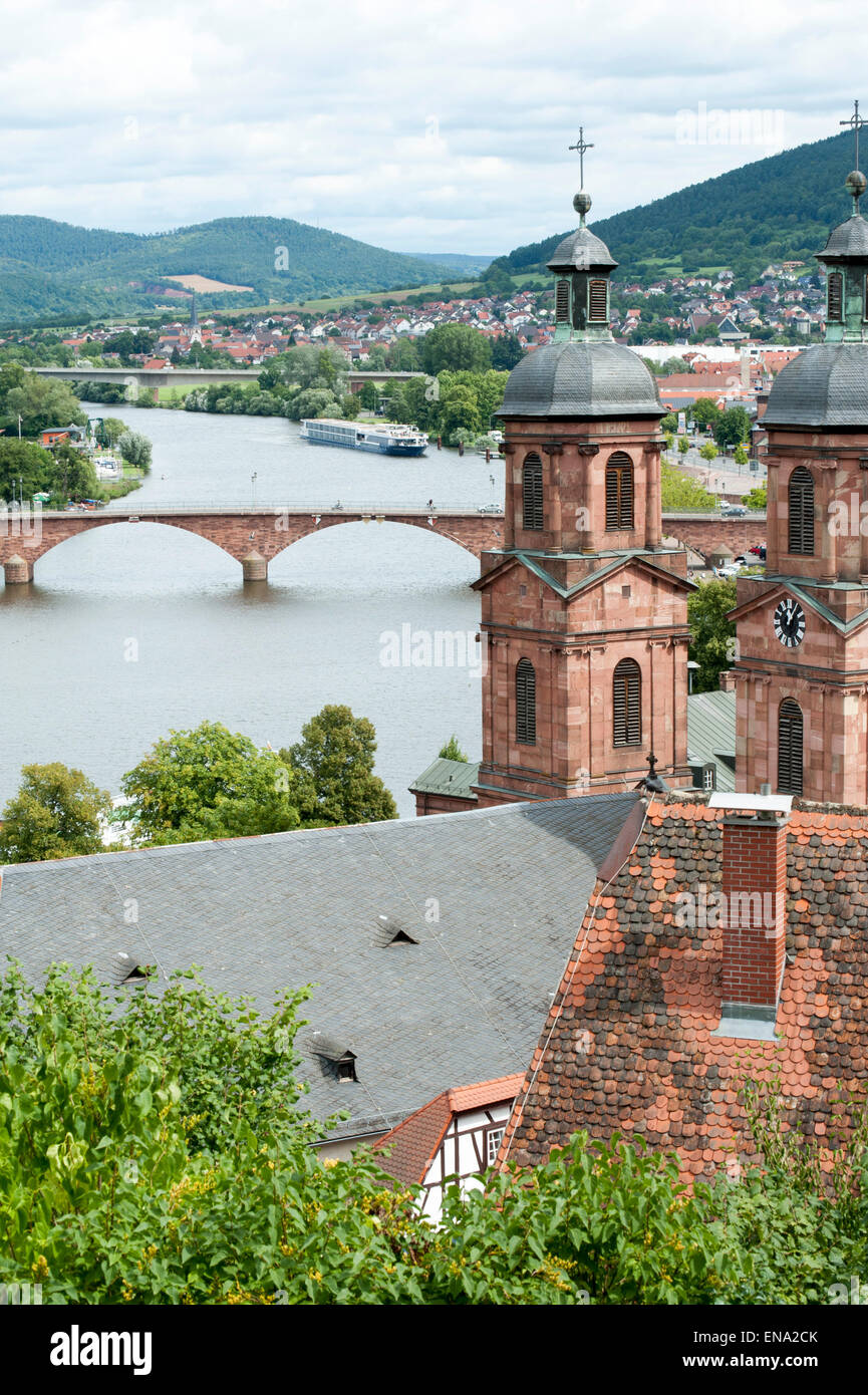 Blick von der Mildenburg Miltenberg und den Main, Odenwald, Bayern, Deutschland Stockfoto