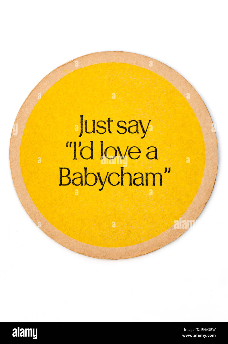 Vintage britische simGangster oder Untersetzer Werbung Babycham Stockfoto