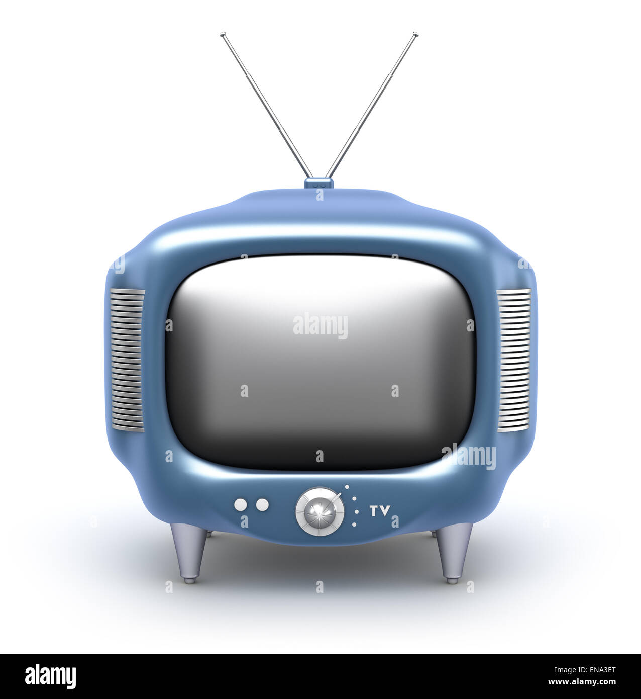 Retro-TV-Gerät. Isoliert auf weißem Hintergrund. Stockfoto