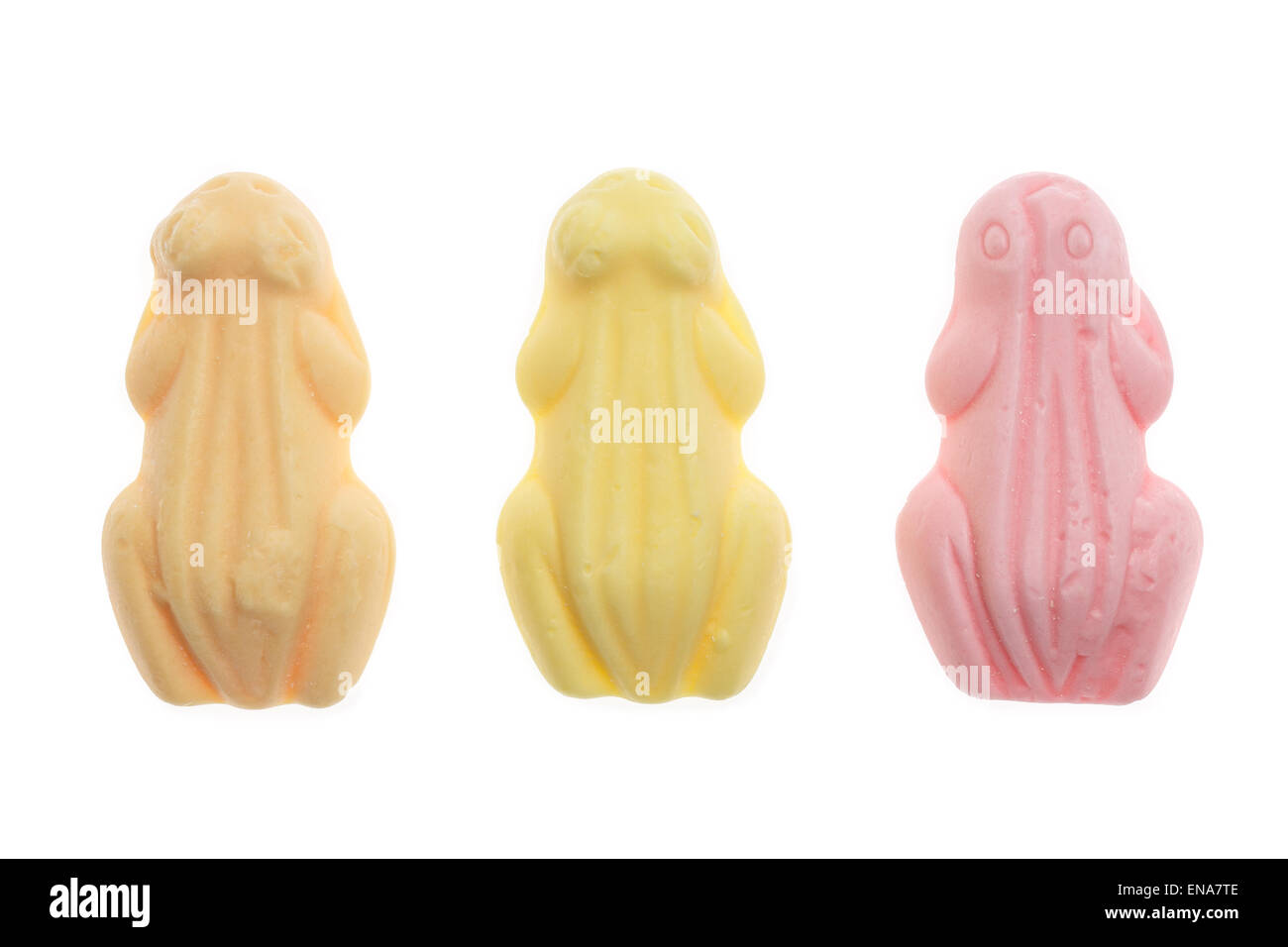 Bunte weiche Bonbons bunte Frösche für Sinterklaas. Veranstaltung in Holland, Niederlande und Belgien am 5. Dezember. Stockfoto