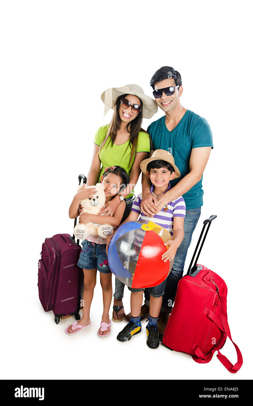 indische Eltern und Kinder Flughafen Reise Stockfoto