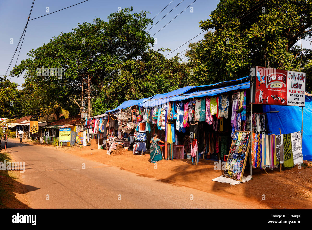 Straßenmarkt in Vagator, Goa. Stockfoto