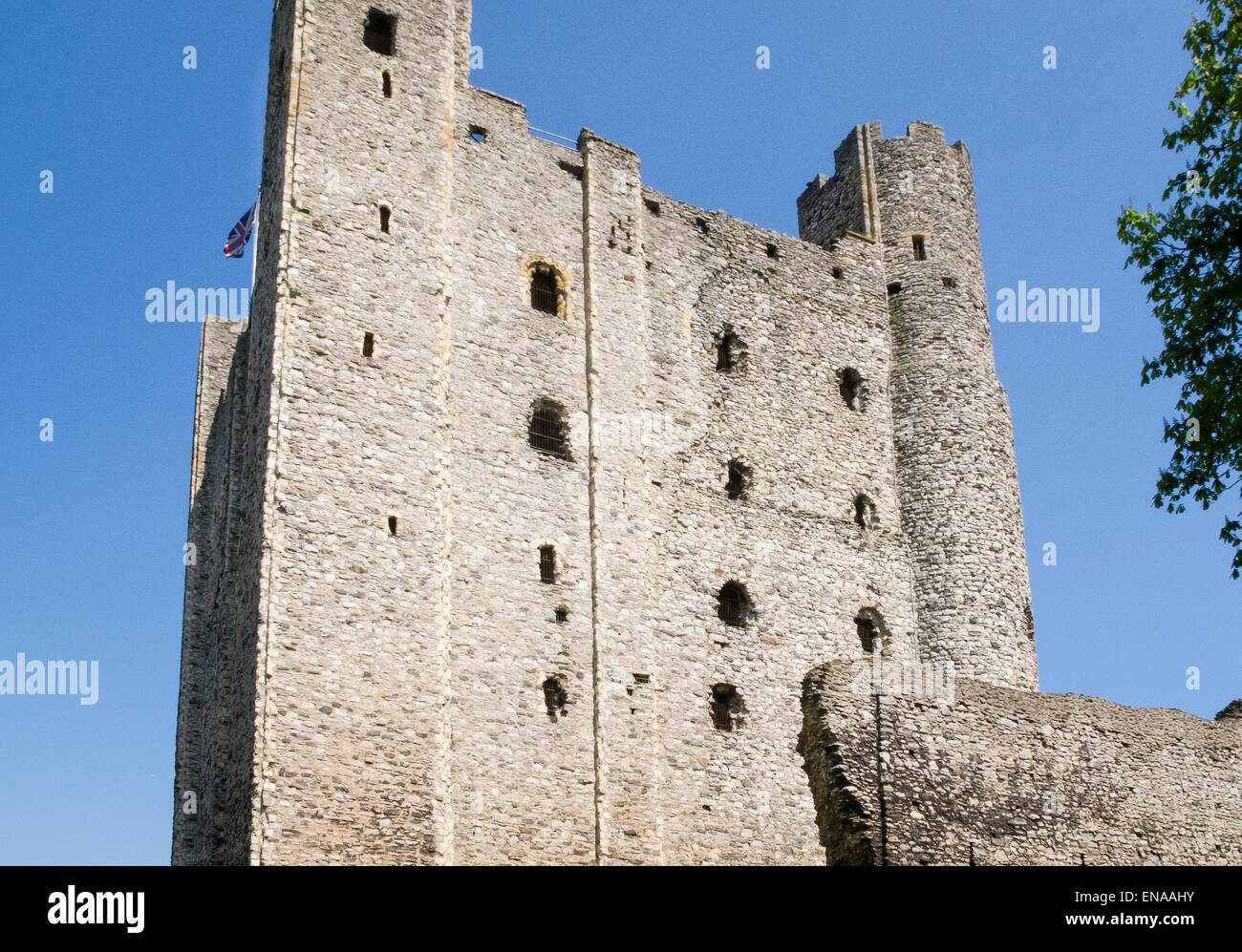 Rochester Castle, Kent mit seiner Bergfried Stockfoto