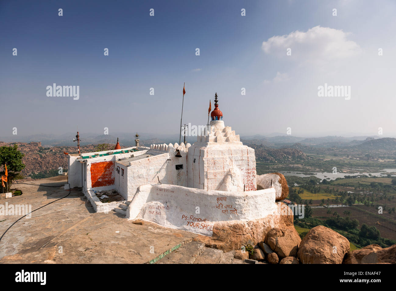 Kishkindha Hanuman Mandir (Hanuman Affen Tempel), Anegundi. Stockfoto