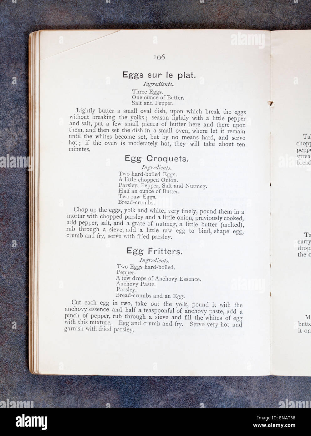 Plain-Kochbuch-Rezept von Frau Charles Clarke für die National Training School for Cookery Stockfoto