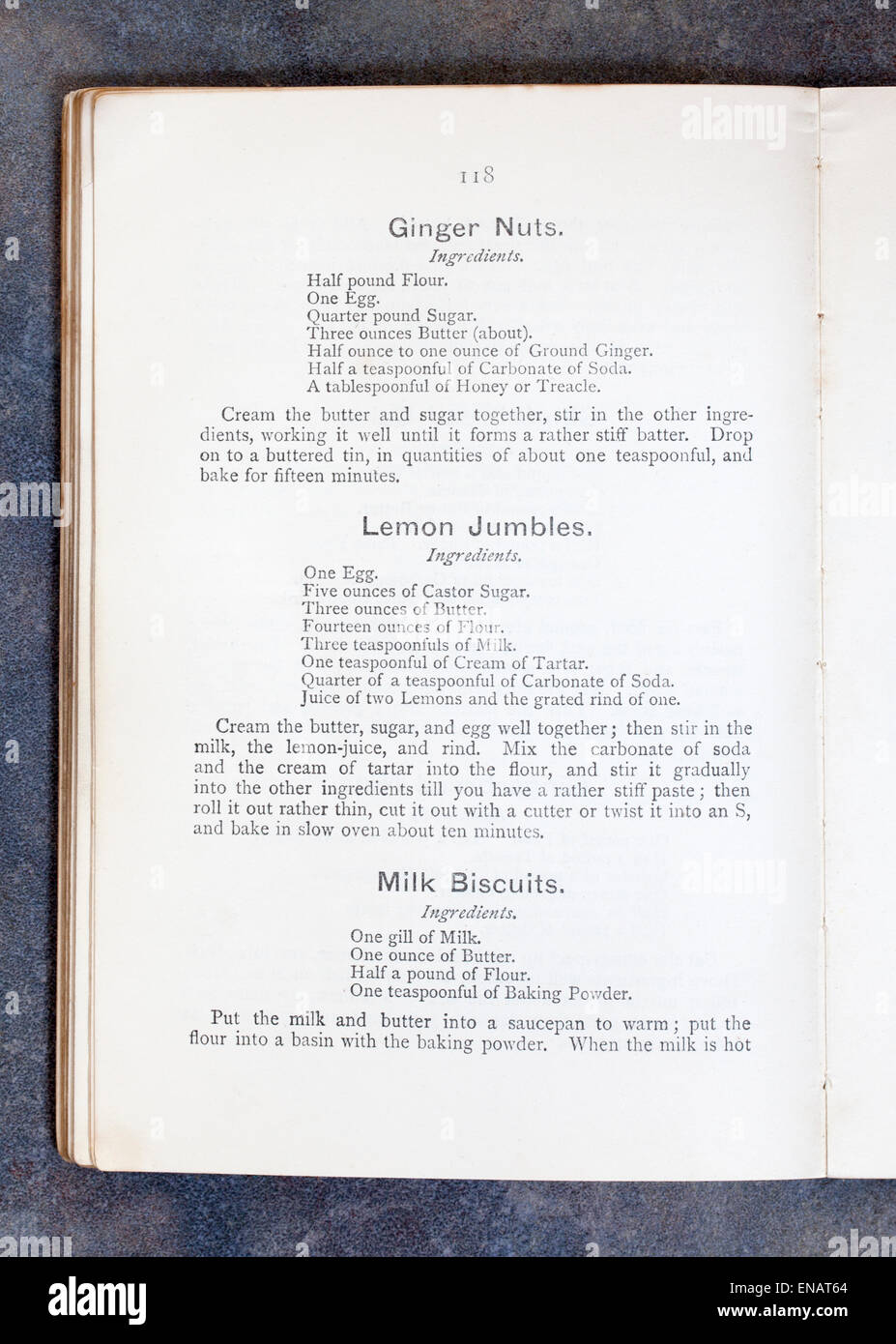 Plain-Kochbuch-Rezept von Frau Charles Clarke für die National Training School for Cookery Stockfoto