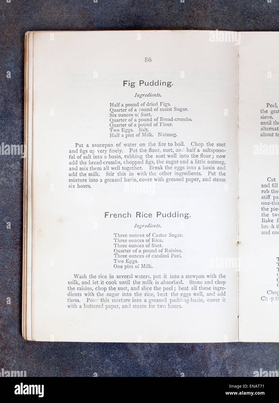Abb. Pudding französischer Milchreis aus einfachen Rezept Kochbuch von Frau Charles Clarke Stockfoto