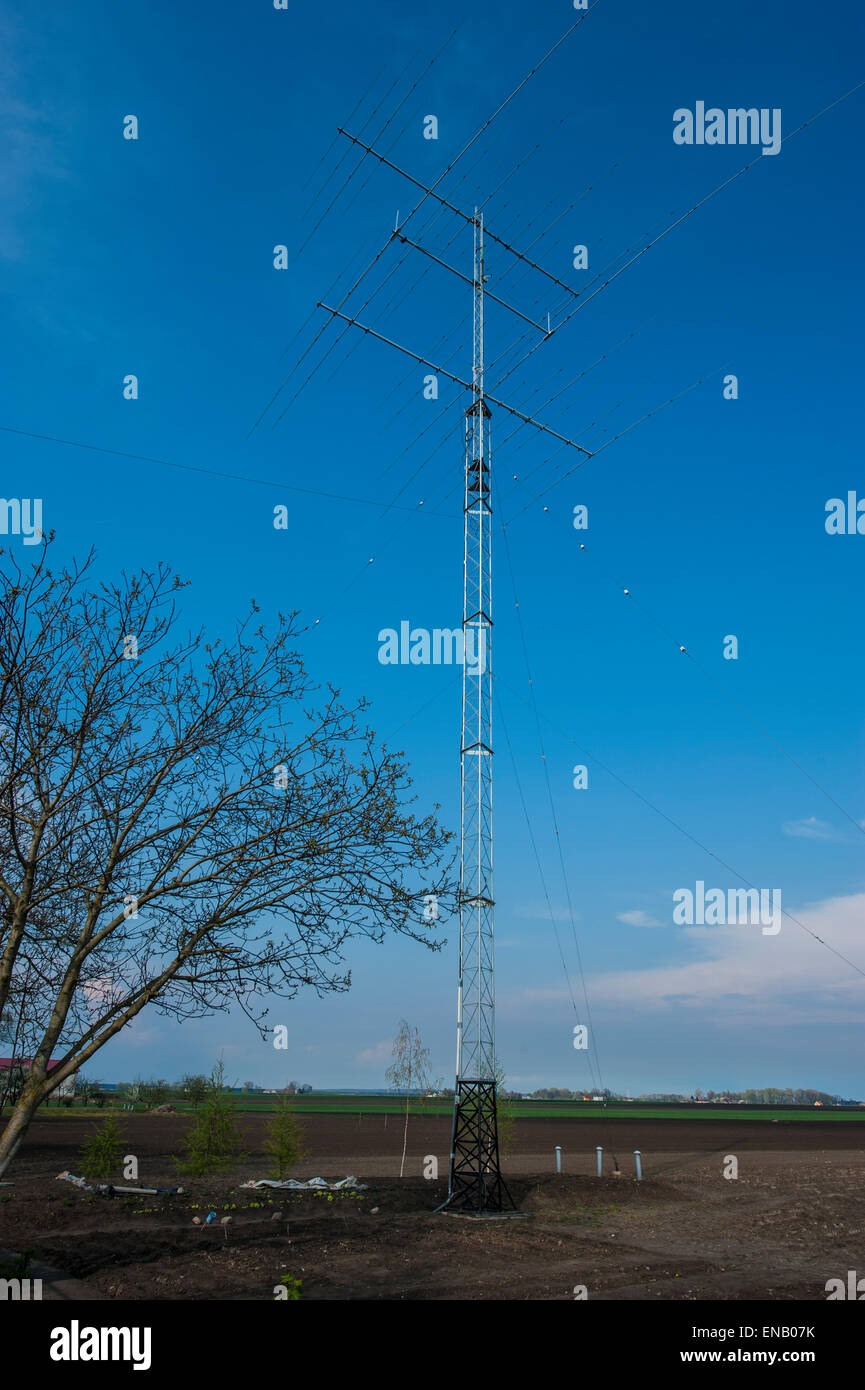 Amateur-Radio-Station in einem kleinen Dorf in Zentralpolen. Stockfoto