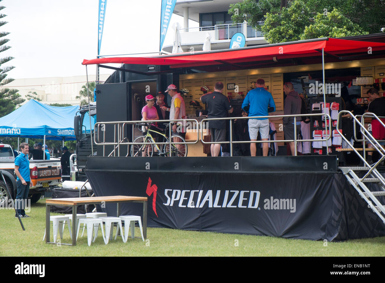 Port Macquarie, New South Wales, Australien. 1. Mai 2015. Der Ironman-Triathlon ist eine der weltweit härtesten Veranstaltungen bestehend aus 4kilometre schwimmen, 180 Kilometer Radfahren und beendete mit einem Marathon laufen. Bildnachweis: Martin Beere/Alamy Live News Stockfoto