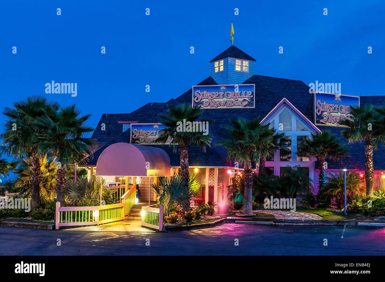 Sunset Grill Restaurant, Ente, Outer Banks, North Carolina, USA. Stockfoto