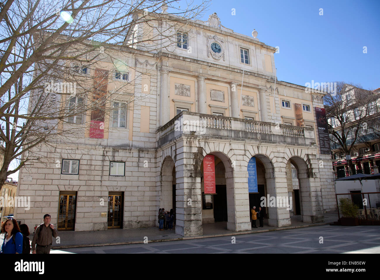 Lissabon Teatro Nacional am Largo de São Carlos in Lissabon - Portugal Stockfoto