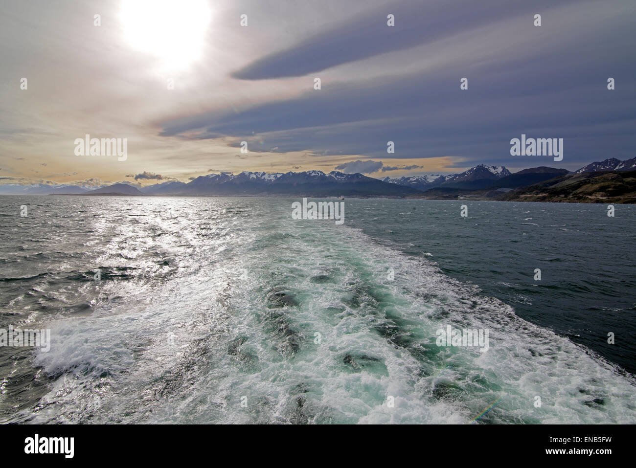 Schiffe wecken Beagle Kanal Tierra del Fuego Argentinien Stockfoto