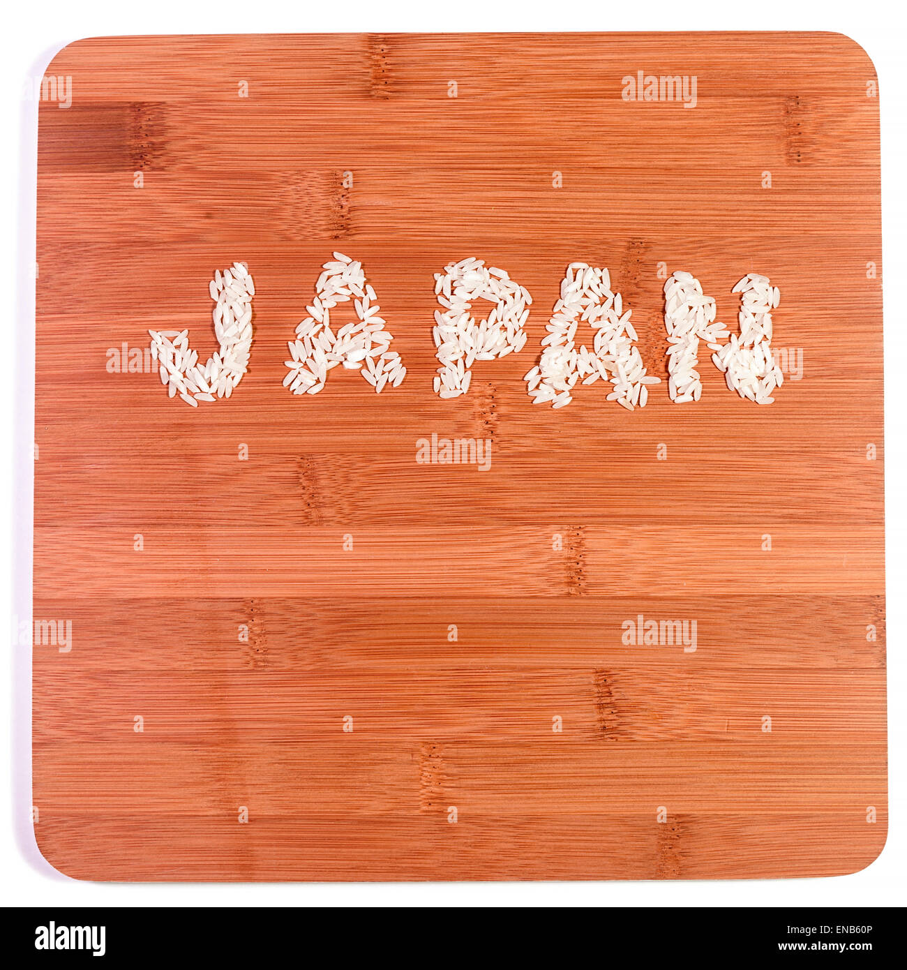 Japan-Reis geschrieben am Bambus Stockfoto