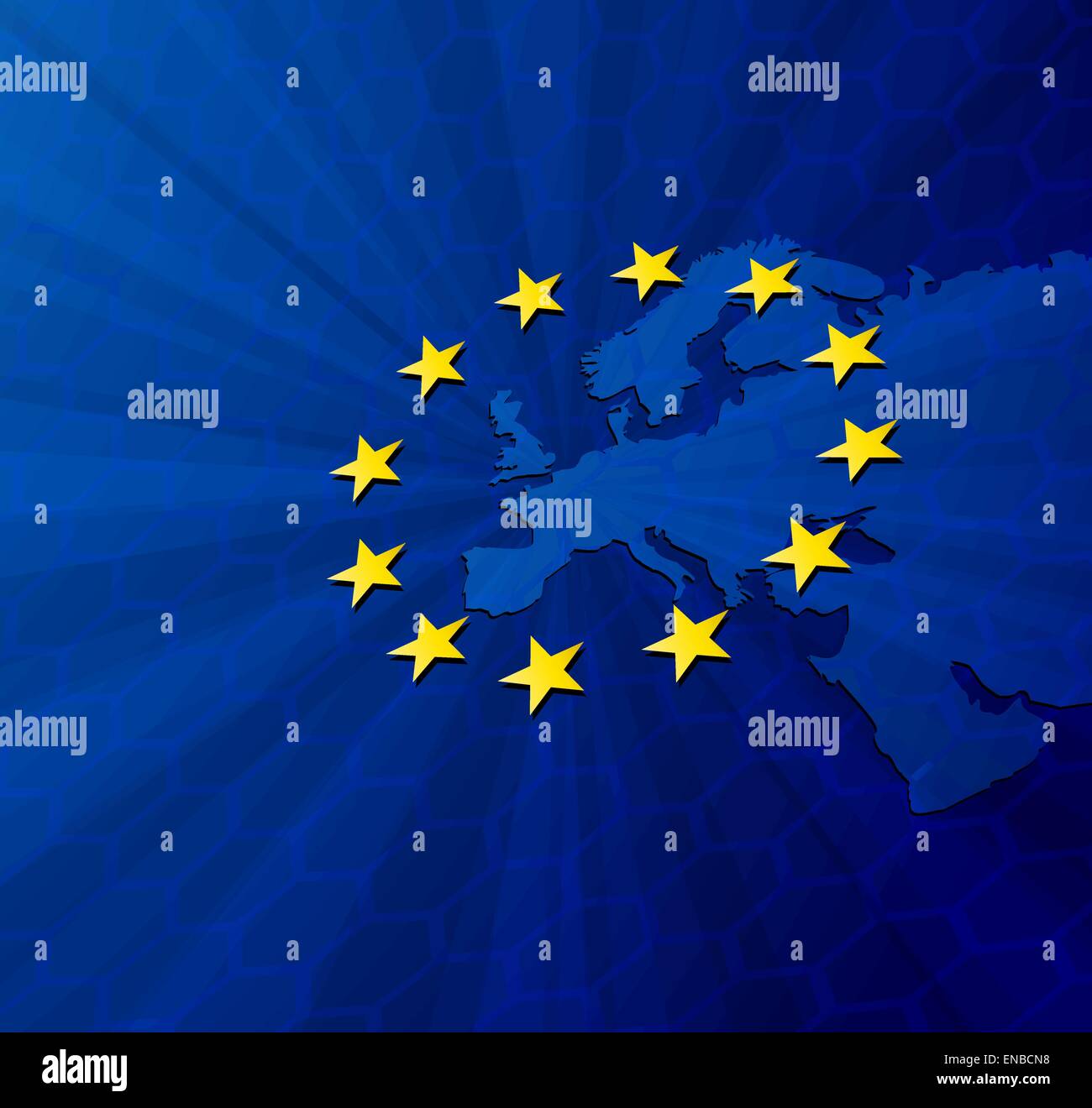 Vector Illustration blaue Europakarte und Flagge Stock Vektor