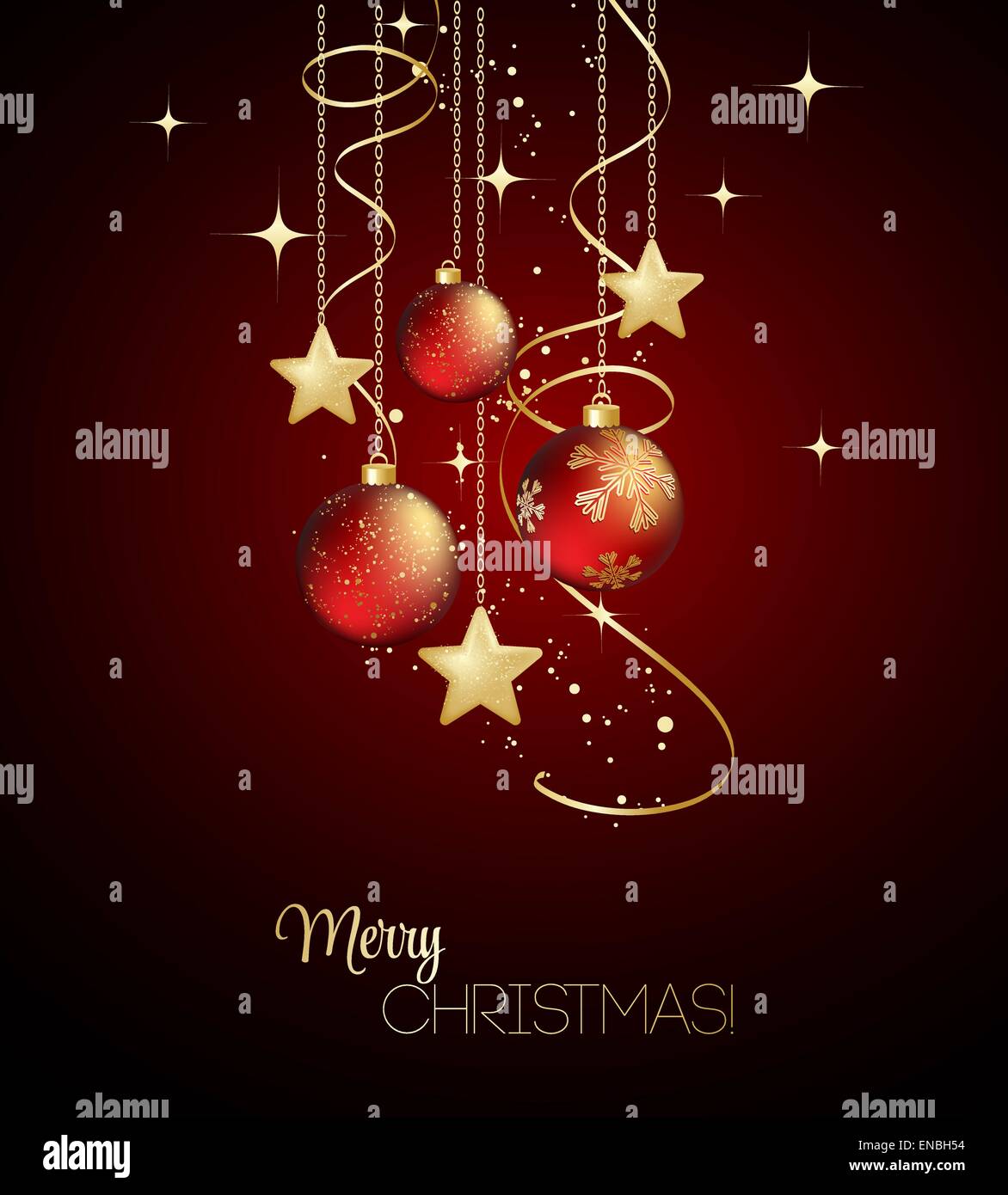 Lustige Weihnachtskarte mit Rote Christbaumkugel. Vektor-Illustration
