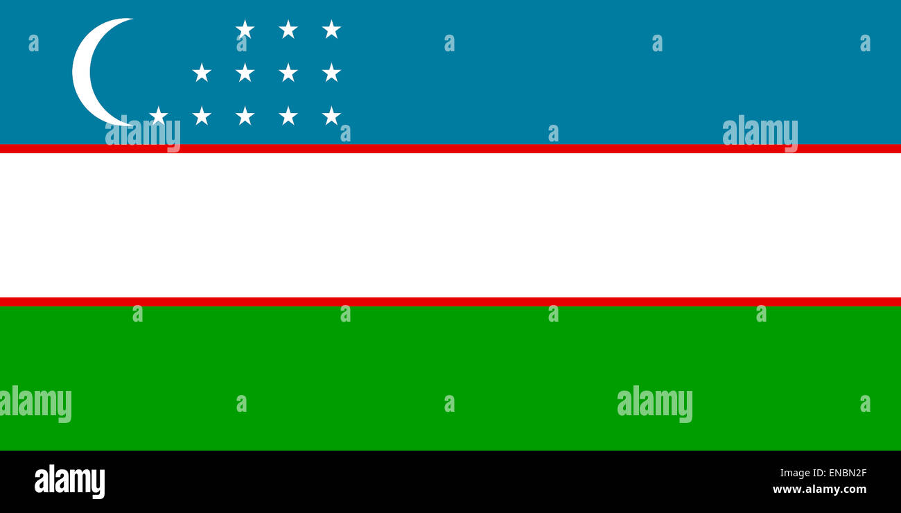 Nationalflagge der Republik Usbekistan. Stockfoto