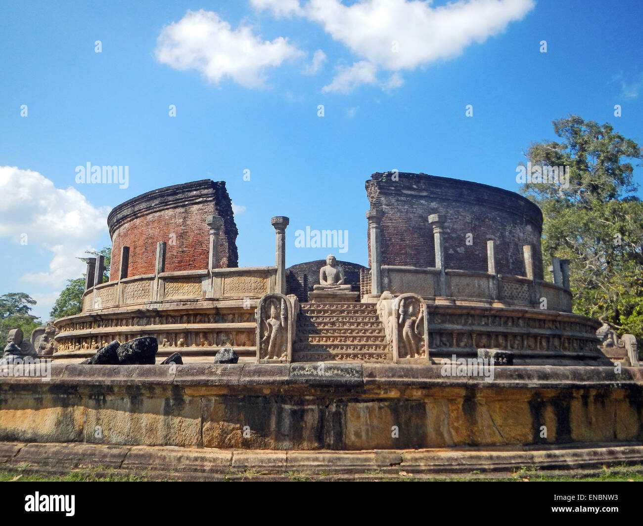 Vatadage (kreisförmige Relikt-Haus), Polonnaruwa Viereck, UNESCO World Heritage Site, Sri Lanka, Asien Stockfoto