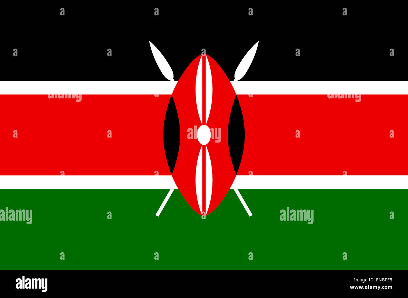 Nationalflagge der Republik Kenia. Stockfoto