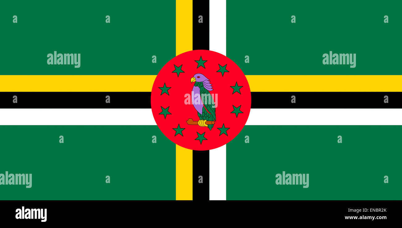 Flagge von Dominica - Commonwealth von Nationen. Stockfoto